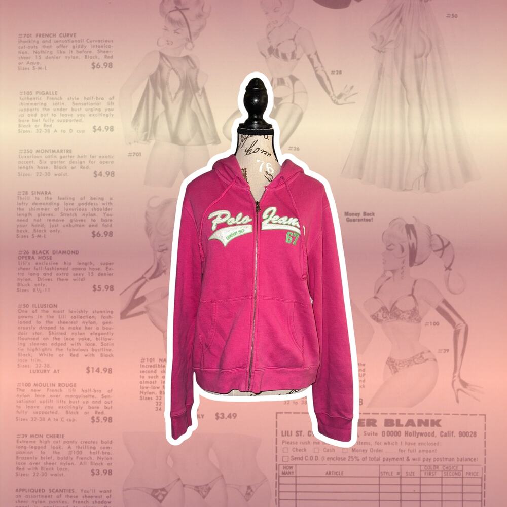 Pink y2k polo jeans ralph lauren zip-up jacket
